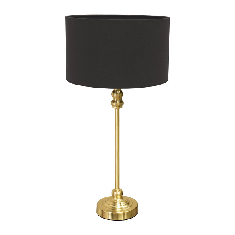 Reselva Metal Table Lamp, Gold Base/Charcoal Shade