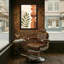 Motif abstrait de formes géométriques abstraites et de feuilles vertes-276353995