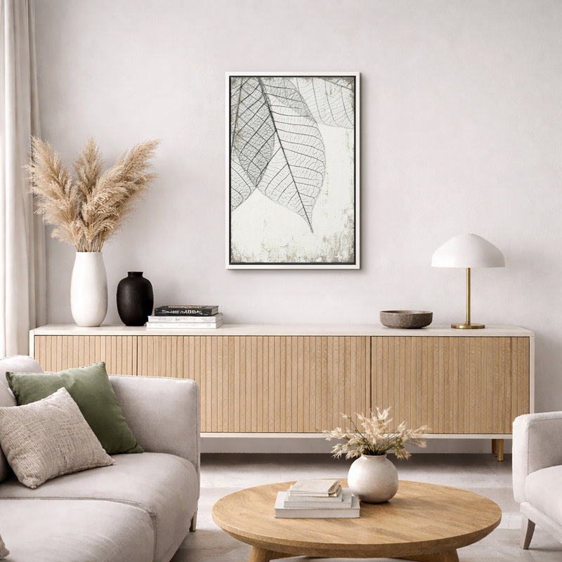 Impression sur toile encadrée Minimal Botanical, Toile avec cadre photo, H 24 po x l 16 po, Blanc