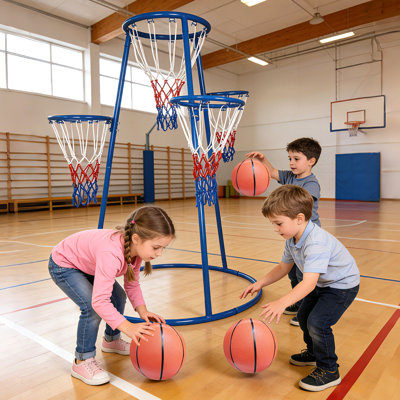 Ensemble de panier de basketball avec 4 cerceaux, un tout-petit et un filet de retour pour les garçons