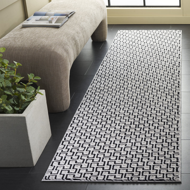 Tapis géométrique Slate Performance, Tapis de couloir 2 pi x 8 pi