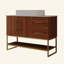 Meuble-lavabo moderne avec lavabo vasque en céramique, armoire autoportante dorée-1085181785-1085181783