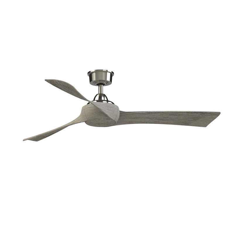 Wrap Custom 56 inch Indoor/Outdoor Ceiling Fan - Brushed Nickel with Weathered Wood blades, Weathered Wood, Brushed Nickel