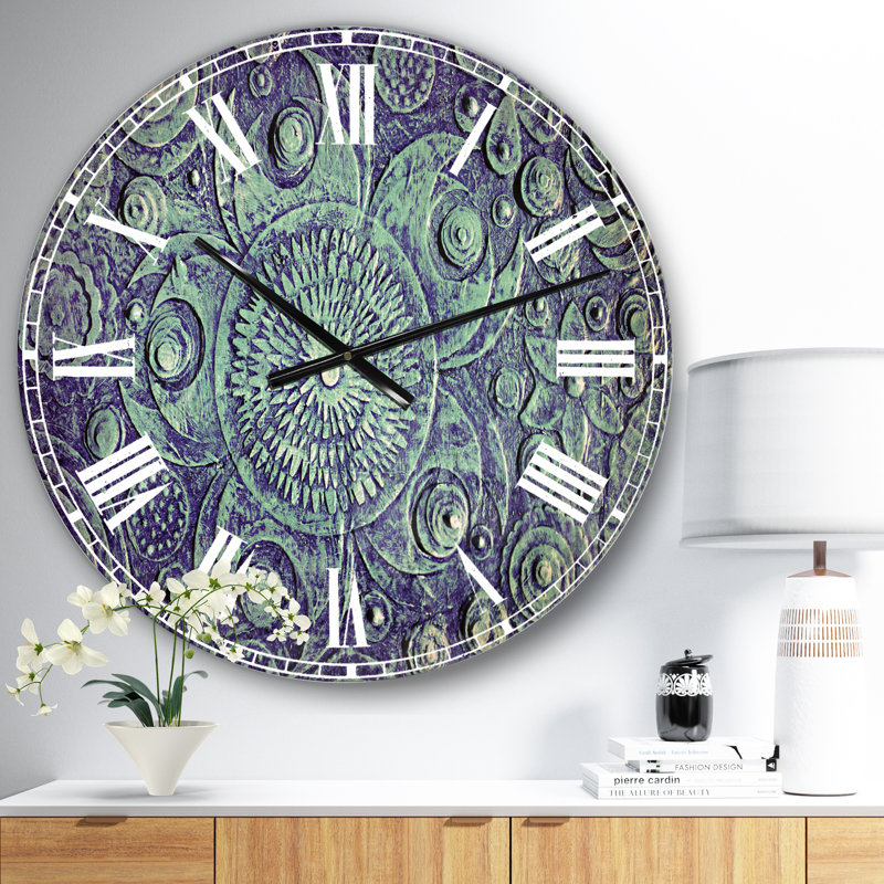 Cercle de fleurs bleues - Horloge murale traditionnelle, Petit