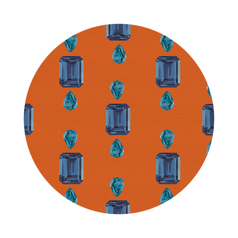 Gem Emeralds Vegan Leather Round Pebble Placemat