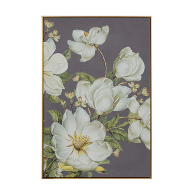 Blooming Florals Framed Wall Art - 31.5"W X 1.5"L X 47"H - Gold