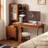 Brown Rectangular Solid Wood with 3 drawers desk-352566895