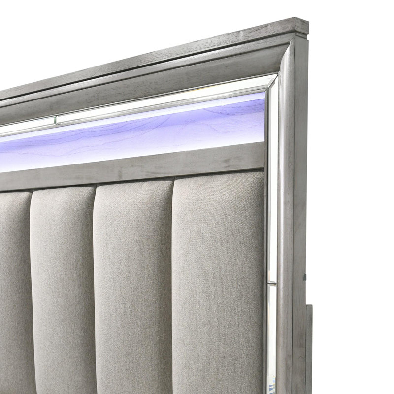 Panel Bed Integrated LED Lighting Headboard, Queen