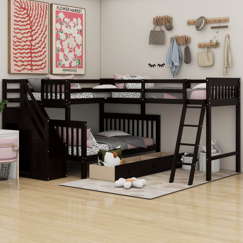 Kids Twin Over Full Bunk Bed, Espresso