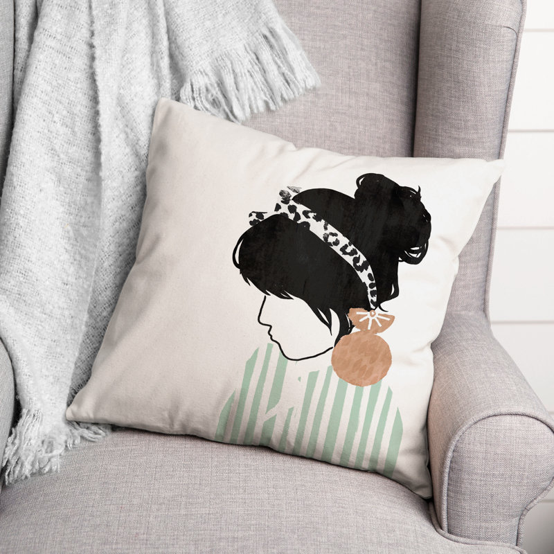 Housse et insert de coussin carré Girl, 18" x 18"