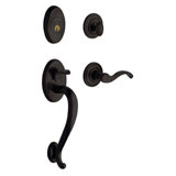 Logan Handleset with Single Cylinder Deadbolt and Door Lever and Rosette