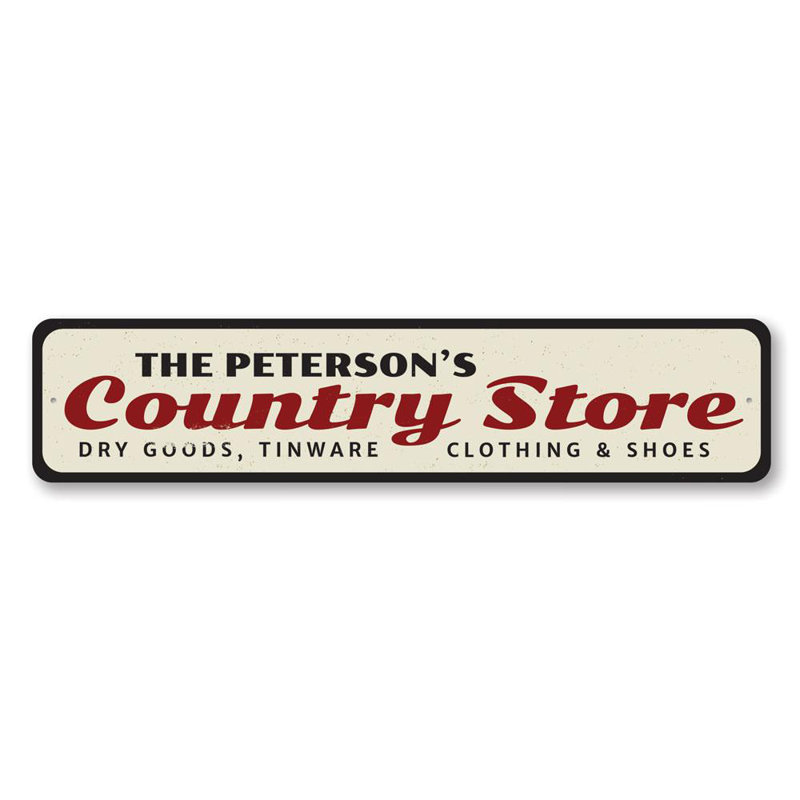 Enseigne en aluminium Country Store, H 6 po x l 24 po x P 0,063 po