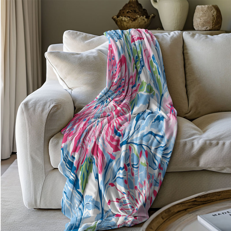 Motif de balise maritime - 1 pièce Sherpa Premium, L 60 po x L 80 po, Motifs floraux à la mode