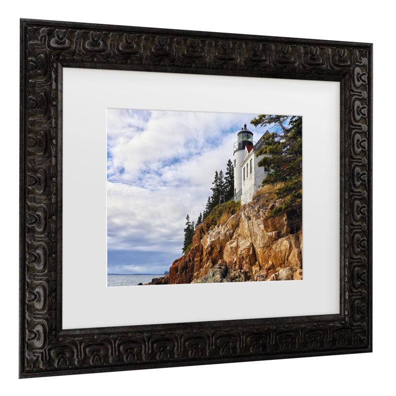 Art mural encadré - décoration murale «Phare de Bass Harbor» par Mitch Catanzaro - cadre mat - salon, cuisine et salle de bain - 11 x 14