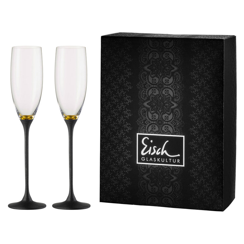 Barbarajean 180ml Flute Set, Clear/Black