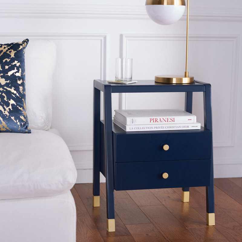 Luseane 2 - Drawer End Table, Navy/Gold