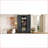 Hall Tree, Modern 85.2''H with Bench, 3 Hooks, 4 Doors &amp; Drawer | MDF | Black-926101747