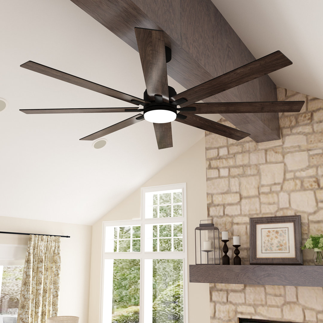 72.7" 8 Blade LED Standard Ceiling Fan DC Motor With Remote Control And Light Ebern Designs
