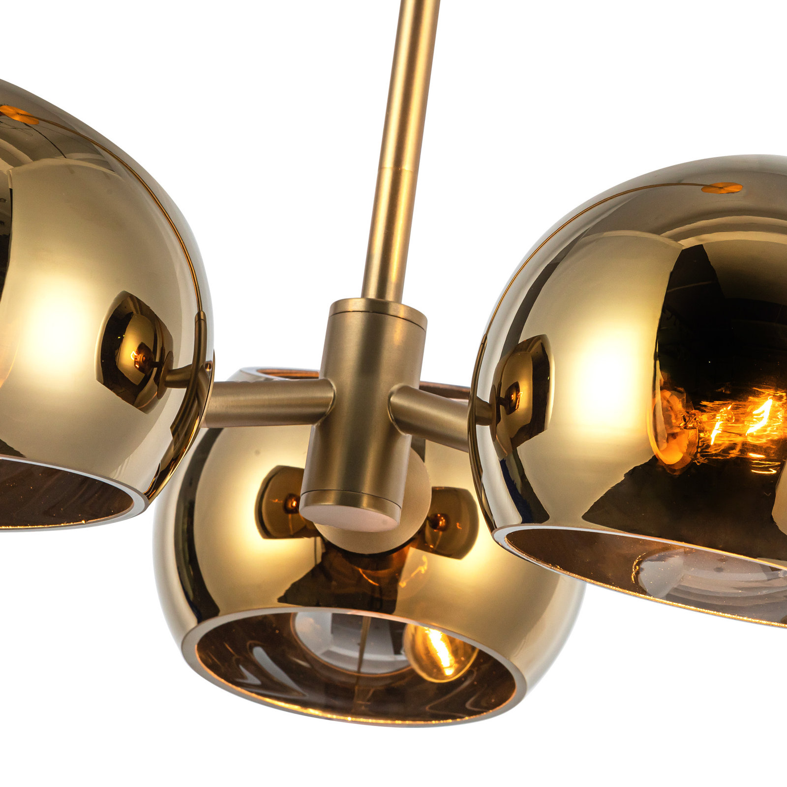 Willow 3 Light Glass Pendant, Brushed Gold, Copper