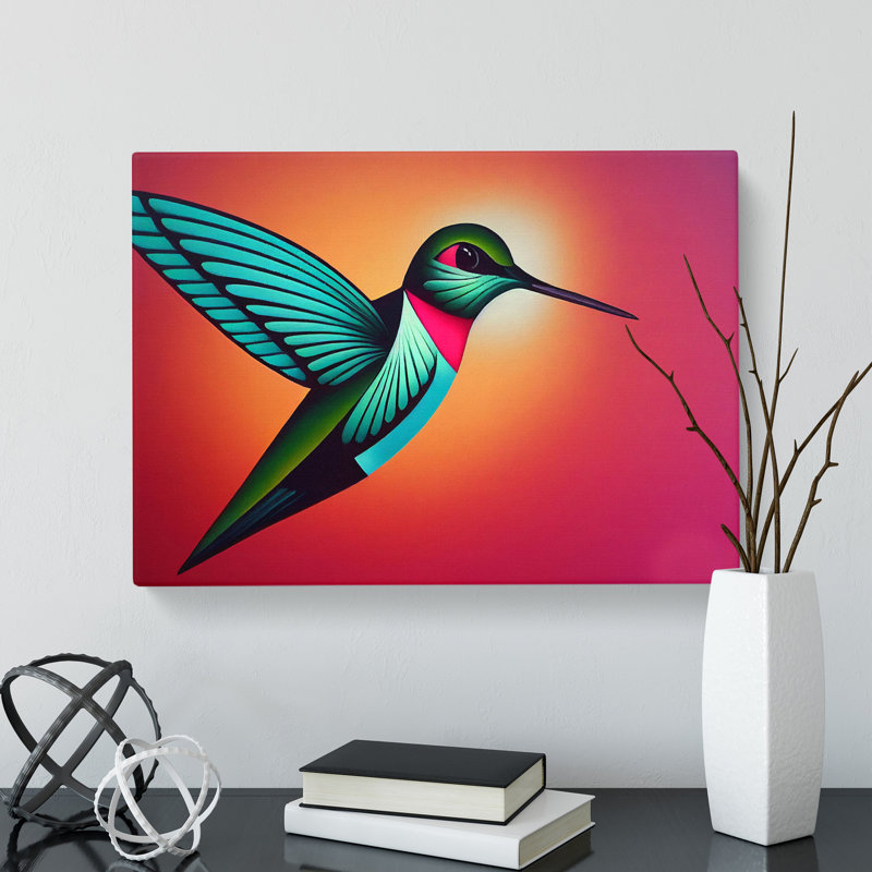 Deco Hummingbird - Wrapped Canvas, 40cm H x 60cm W x 3cm D