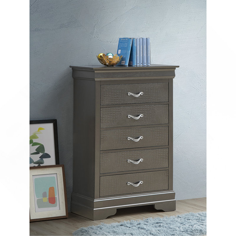 Commode noire élégante en métal transitionnel, Charcoal Black