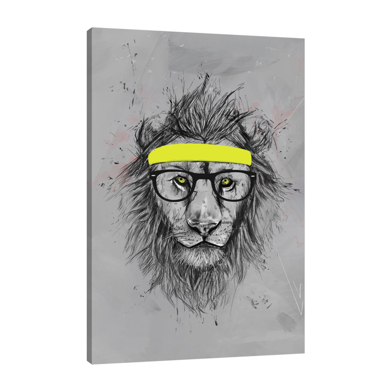 «Hipster Lion», toile tendue par Balazs Solti, H 24 po x l 16 po x P 1,5 po