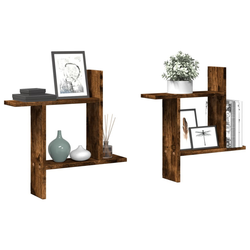 Rocchi Floating Shelf, 50cm H x 50cm W x 12cm, Smoked Oak
