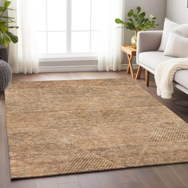 Premium Machine Washable Prisco Copper Rug, Rectangle 2'6" x 3'10"