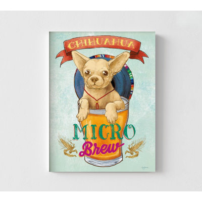 «Beer Dogs I» par Mary Urban, affiche de petit chihuahua, art mural, impression d'affiche de bière, décor de petit chien, idée de cadeau de propriétaire de chihuahua