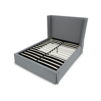 Maurianna Skirted Footboard Storage Panel Bed In Fog