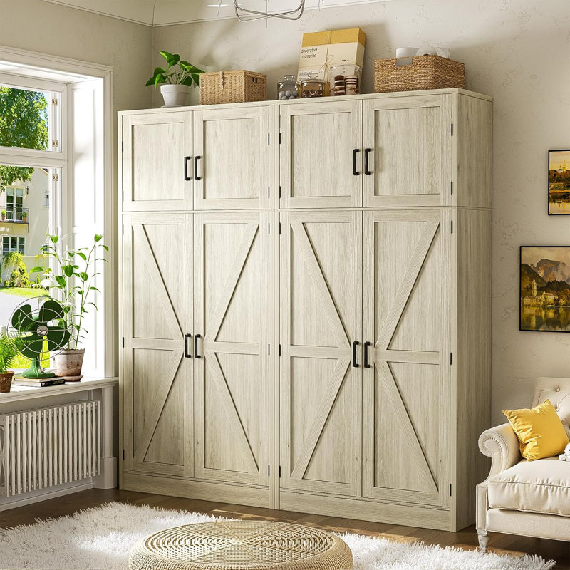 Armoire de rangement l 63 po avec porte et tablettes réglables, Beige
