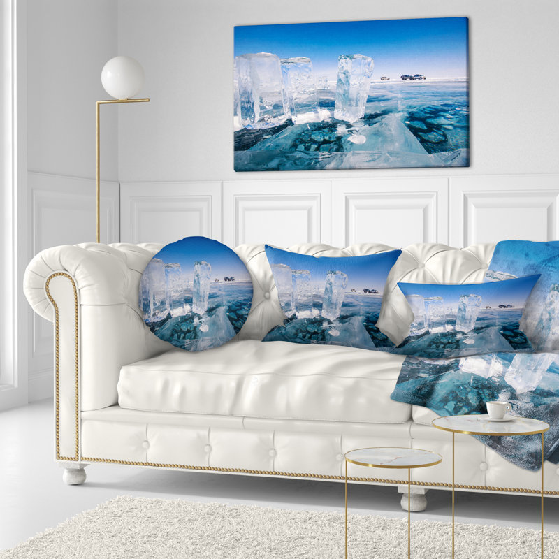Coussin lombaire à imprimé paysage et glace