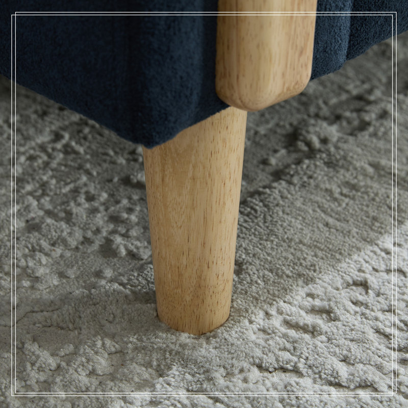 Chenille rembourrée en chenille avec accoudoirs et pieds robustes, Bleu