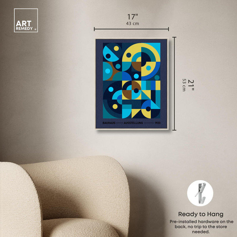 Toile Bauhaus par Art Remedy, H 21 po x l 17 po, Cadre flottant, Noir