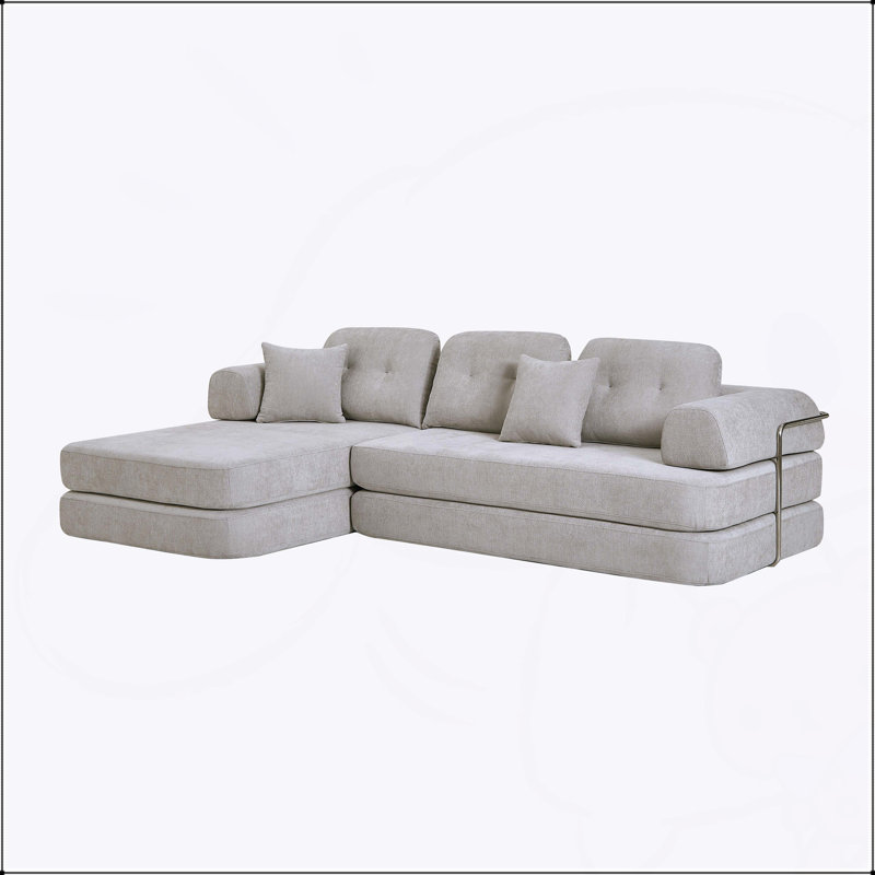 Canapé modulaire désossé de 104 po avec méridienne, siège profond et canapé en mousse à mémoire de forme en chenille pour salon et chambre à coucher, aucun assemblage requis