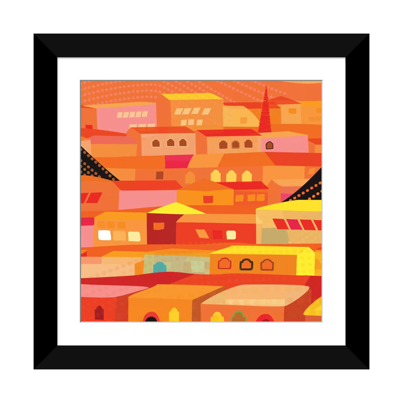 « oaxaca maisons », impression sur toile, Papier d'art encadré noir, Blanc, H 24 po x l 24 po x P 1 po