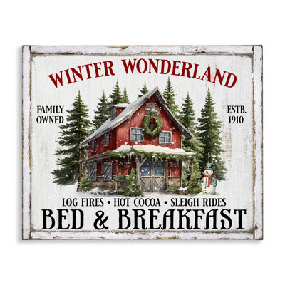 «Winter Bed & Breakfast», art mural sur toile par Creatif Belle