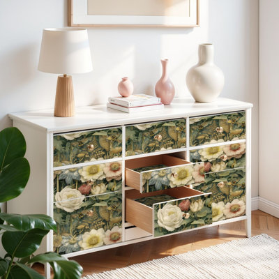 Papier peint auto-adhésif à motif floral auto-adhésif et amovible 24 po x 118 po (60 x 300 cm)