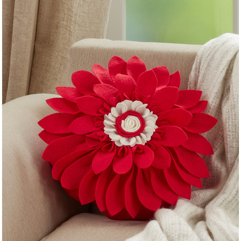 Housse et insert de coussin décoratif Fleur De Jardin, Rouge