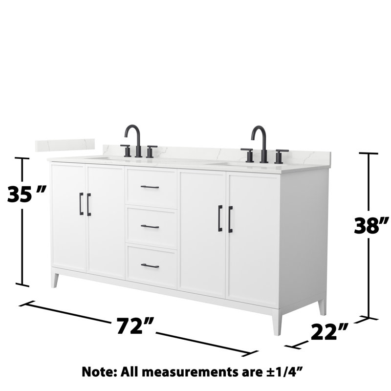 Elan 72'' W Vanity, White, 8" Center, Matte Black