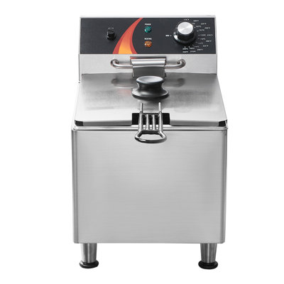 Commercial Deep Fryer, 1750W Electric Countertop Fryer with Basket & Height-Adjustable Feet, 12Qt / 11.5L Stainless Steel Single Oil Fryer, Temp Control, Overheat Protection