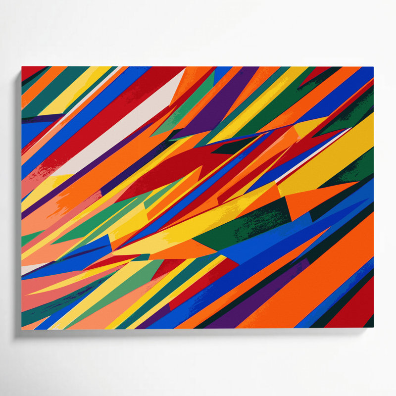 «Hard Edge 76», art mural sur toile bleue, H 11 po x l 14 po