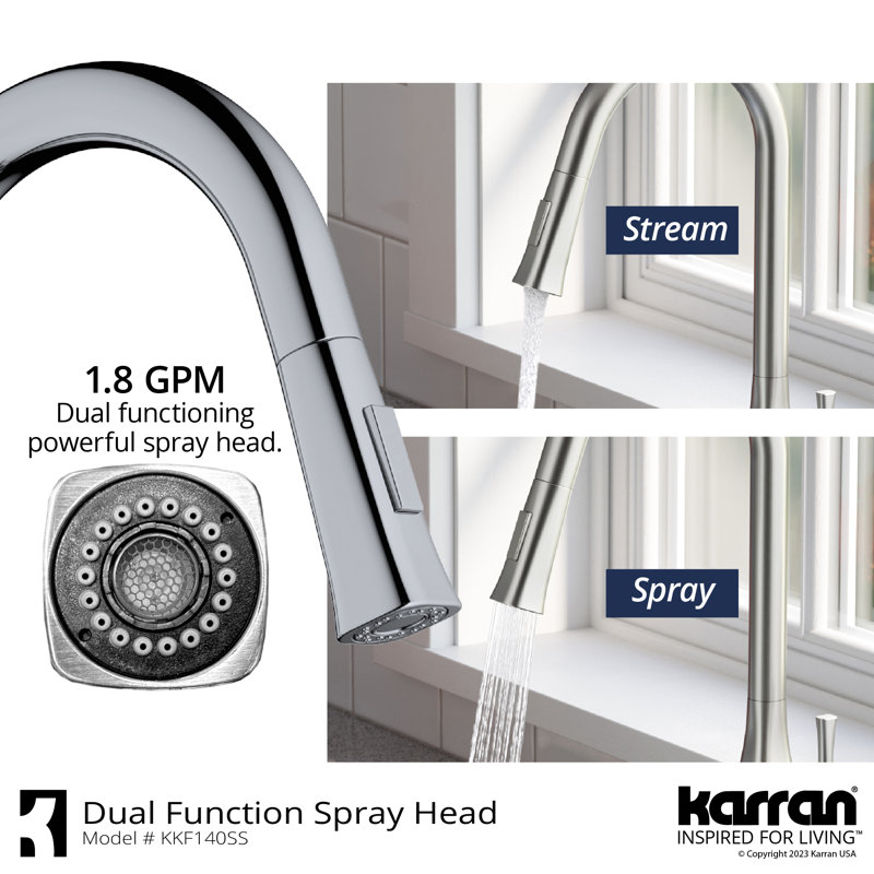Karran Standerton Pull Down Kitchen Faucet, Stainless Steel