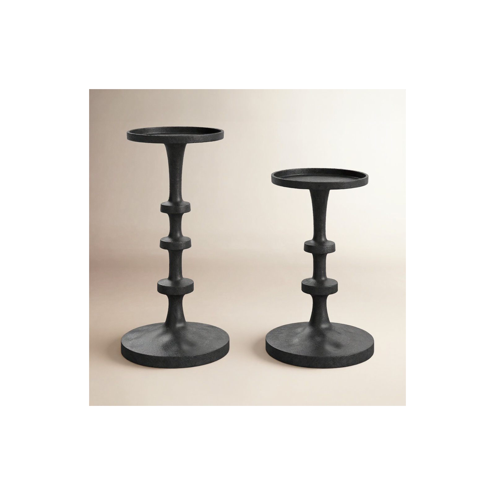 2 Piece Aluminum Tabletop Candlestick Set, Black