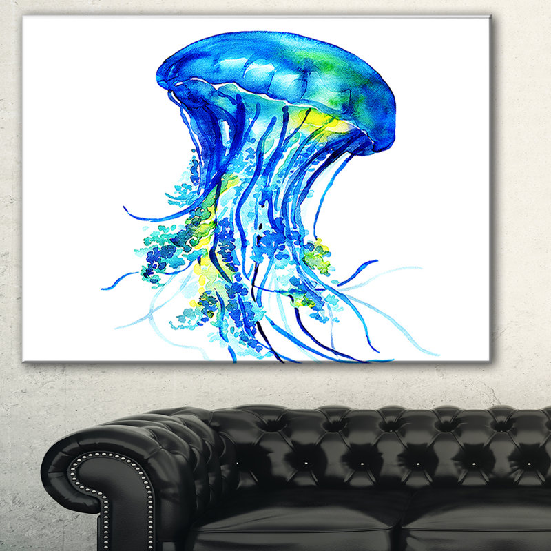 Impression sur toile tendue, "Ocean Water Jellyfish", H 20 po x l 20 po x P 1 po