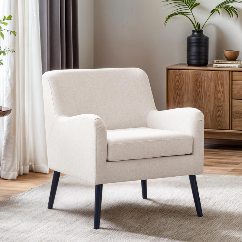 Fauteuil d'appoint rembourré Edyce, Polyester beige