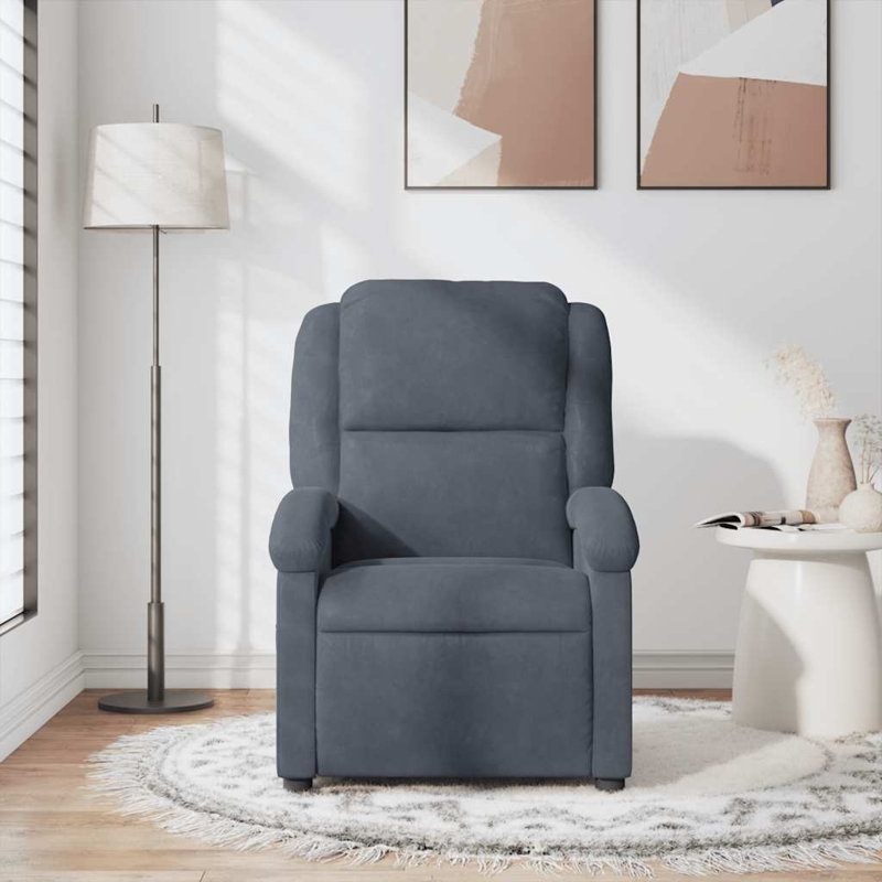 Fauteuil inclinable manuel réglable en velours Moneek, Velours gris foncé