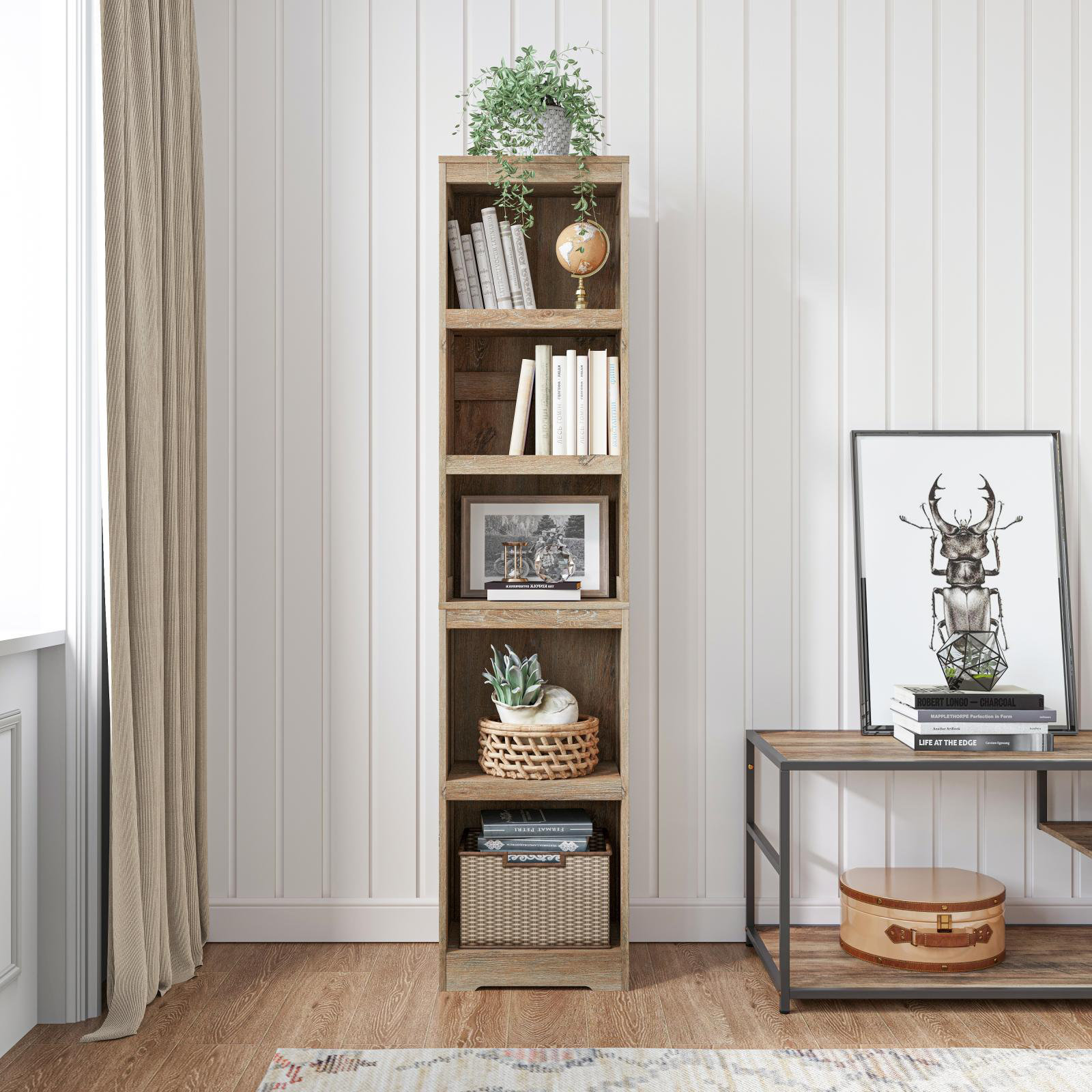 I-VTIES 5-Tier Wood Bookcase - Adjustable Modern Bookshelf For Living Room, Office & Bedroom (60-Inch, Black)