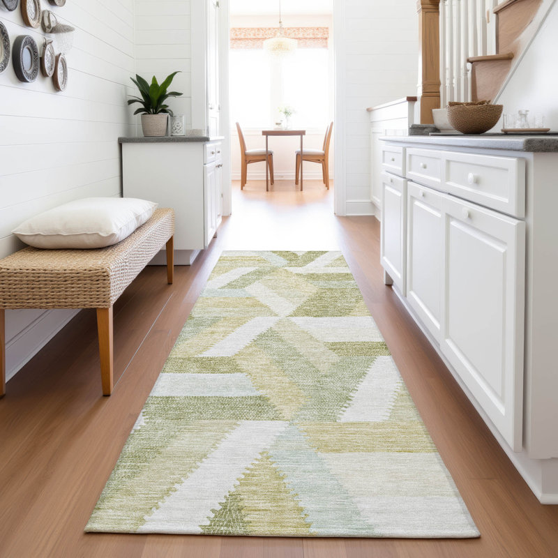 Tapis géométrique Premium lavable à la machine Barry AMF1241, Tapis de couloir 2 pi 3 po x 7 pi 6 po