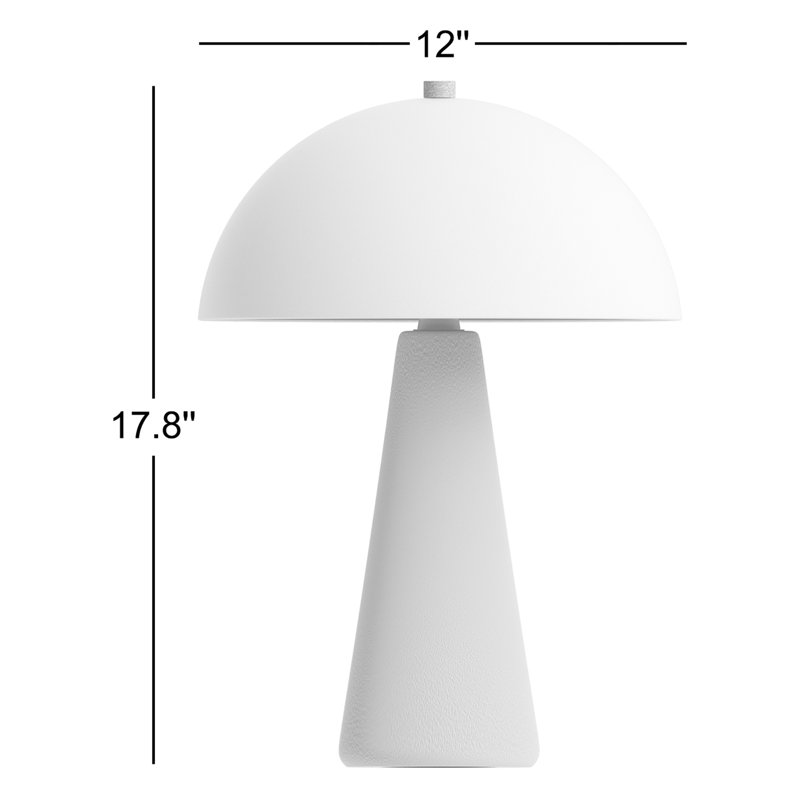 Lampe de table champignon scandinave moderne en céramique avec abat-jour en métal et tête de lampe double 17,8 po Fistes